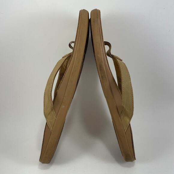 Olukai Aukai Leather Flip Flops Womens Size 10 Brown Tan Sandals Hawaiian Beach - Picture 7 of 9